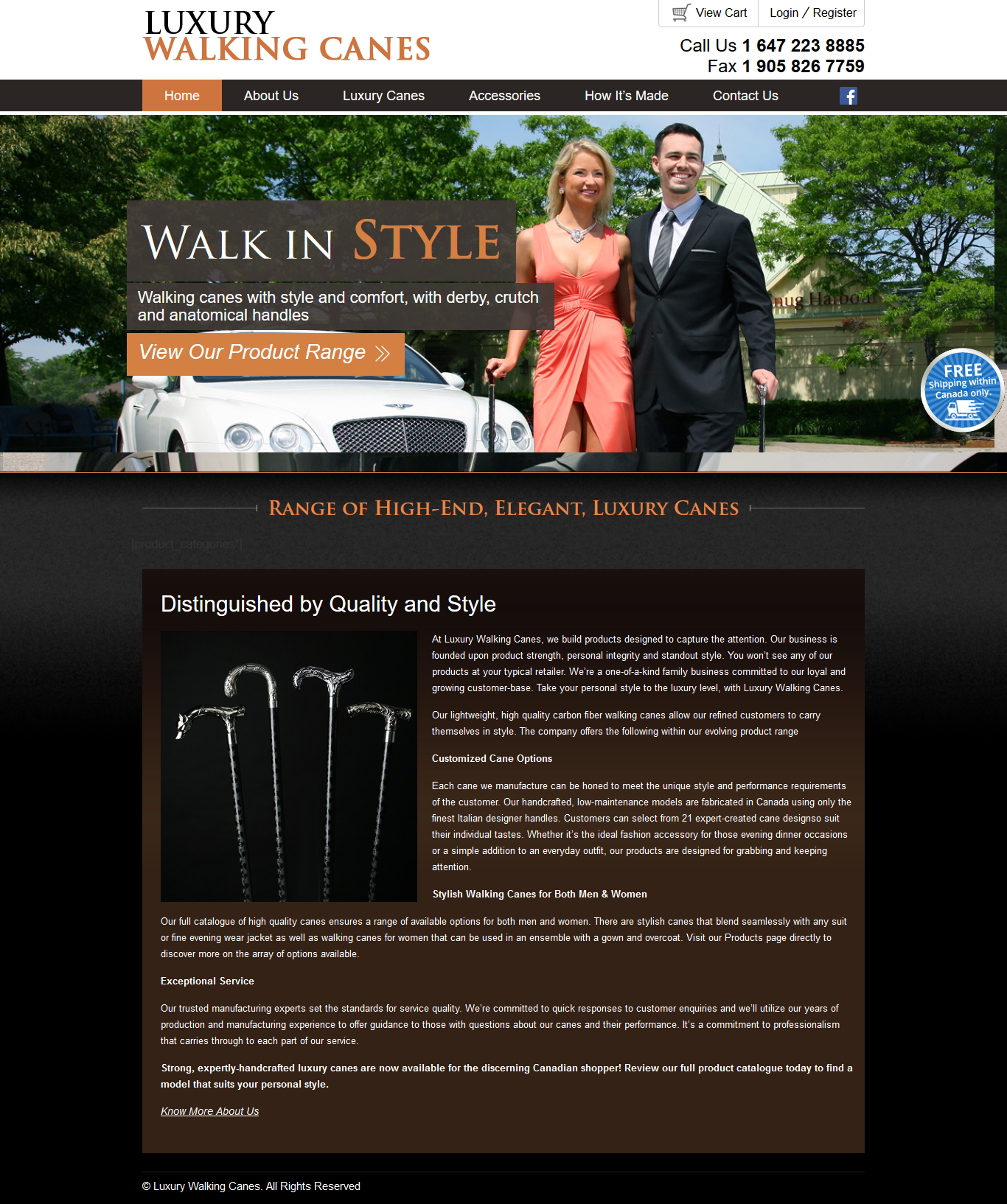 Luxury walking canes